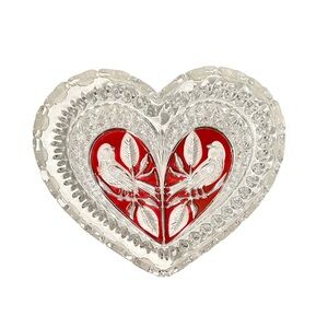 Vintage Hofbauer Byrdes Ruby Heart Crystal Dish